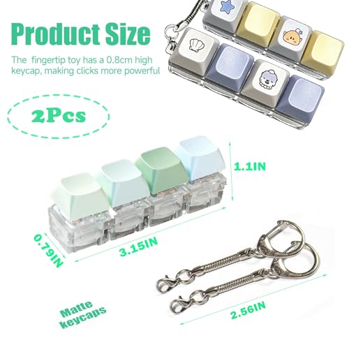 Image of Keyboard Fidget Toy, Four Key Mechanical Style Keychain with Snake Chain, Stress Relief Gadget for Office Workers and Students, Portable Anxiety Relief Tool for Commuting and Gaming
