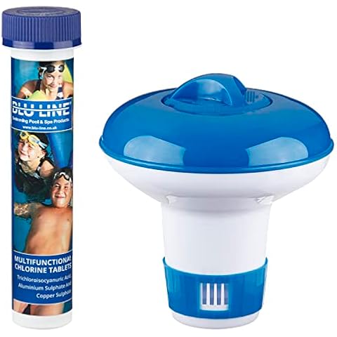 Small Chlorine Dispenser with Tablets and Test Strips Cover