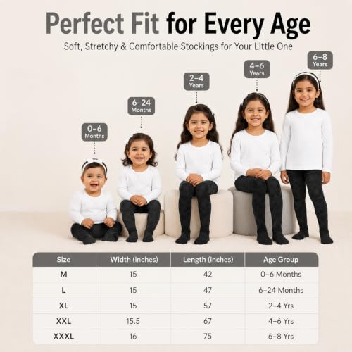 Image of THE LITTLE LOOKERS Baby Tights Thick Toddler Baby Girl Seamless Knit Leggings Thick Solid Cotton Stockings Footed Pants Pantyhose for Years Baby