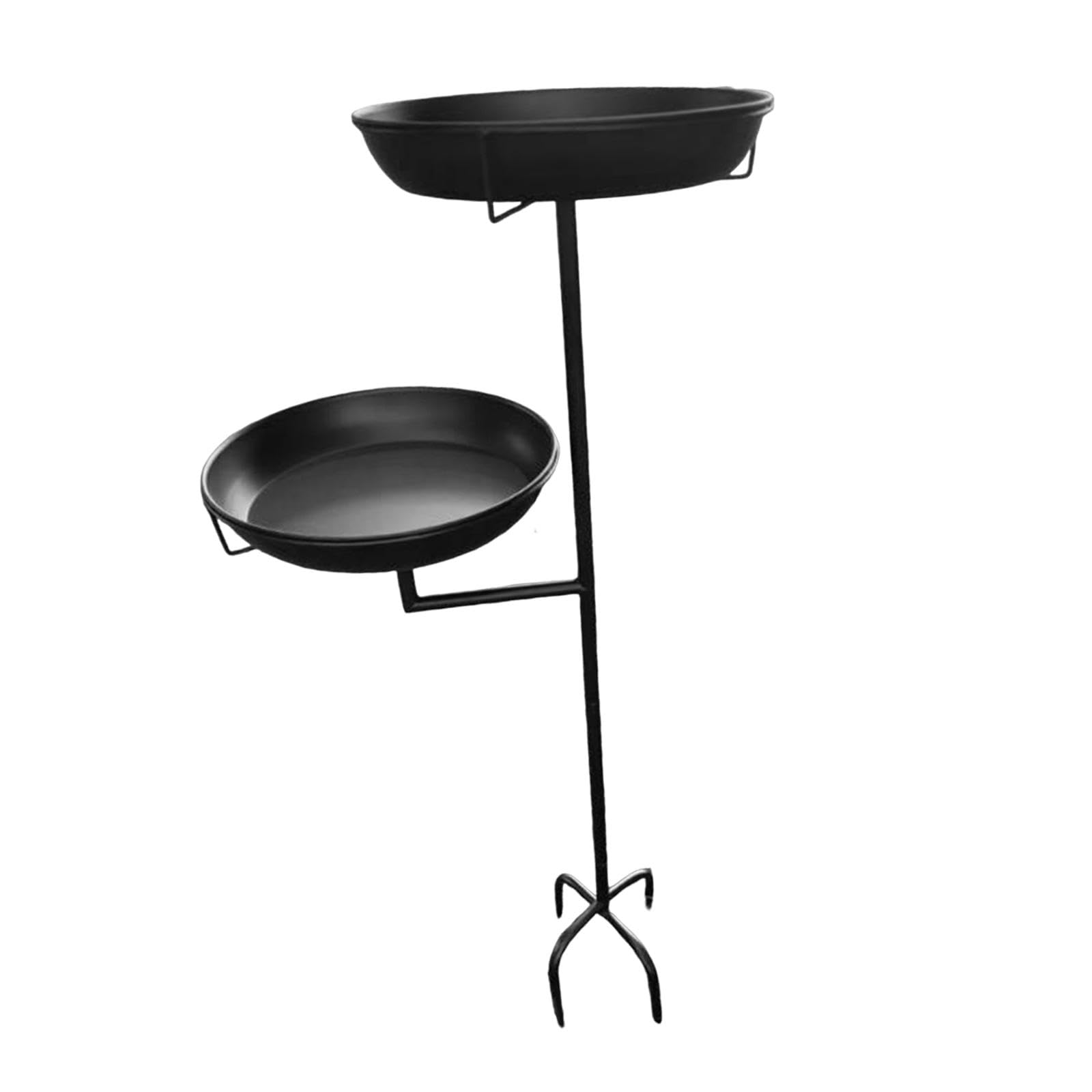 Fenteer Bebedero para Pájaros Plato de Alimentación Bandeja para Aves Cuenco para Exterior Hecho de Hierro con Acabado Decorativo Elegante Adecuado P, Negro