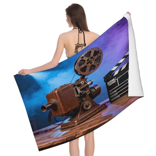 Image of Leichong 3D Movie Beach Towel Microfiber Soft Quick Dry for Adults, Antique Style Bath Towel Lightweight Soft Absorbent for Travel Swimming Pool Sports, 75 x 150 cm