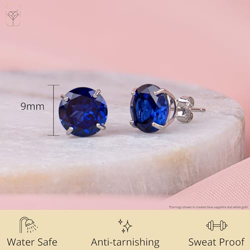 14k Gold Large Round Stud Earrings for Women | 9mm Birthstone Earrings | Gemstone Earrings for Women | Gemstone Stud Earrings for Women by MAX + STONE3