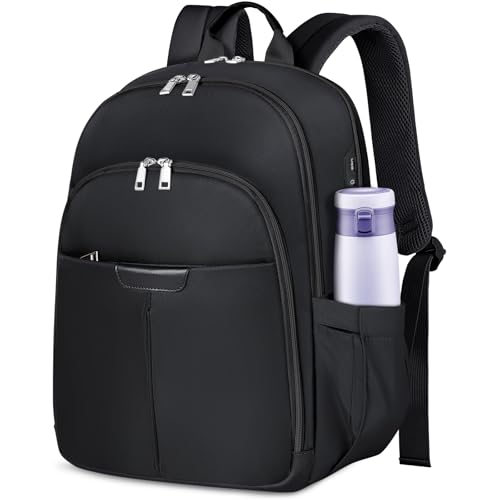NEWHEY Laptop Backpack Women 15.6 Inch Ladies Rucksack Bag for Women with USB Port, Lightweight School Business Backpack Water Resistant Computer College Travel Backpacks Black
