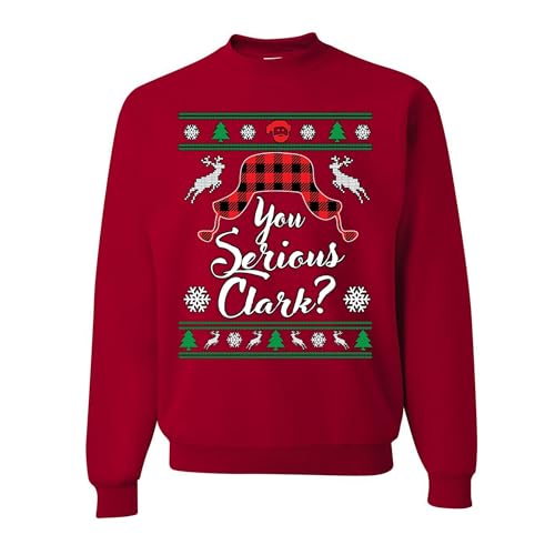 wild custom apparel You Serious Clark Funny Ugly Christmas Sweater Crewneck Sweatshirt