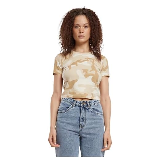 Urban Classics Haut Camo Court Femme T-Shirt Manches Courtes Camouflage Sable S