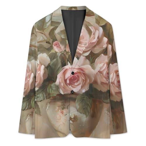 Vintage Roses Flowers Classic Suits Blazer for Men Business Tuxedo Jacket Sport Coat Two Buttons3