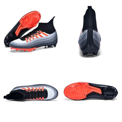 Mens High-Top Lace Up Soccer Cleats Outdoor Lightweight Training Ground Athletic Football Boots Rugby Running Lacrosse Sports Shoes2