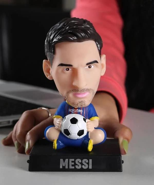 Image of AUGEN Super Hero Messi Action Figure Limited Edition Bobblehead with Mobile Holder for Car Dashboard, Office Desk & Study Table (Pack of 1), Plastic