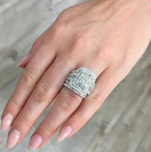 Bague de fiançailles en argent résistant au ternissement avec grand zircon