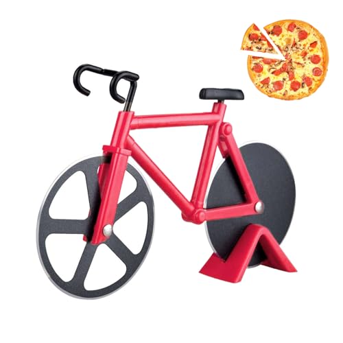 MUYAPAY Rotella Tagliapizza Bicicletta, Tagliapizza con Acciaio Inox Lame, Rotella Pizza Rivestimento Antiaderente, Taglia Pizza per Pulizia Facile, Ideale per Regali Creativi 18cm Rosso