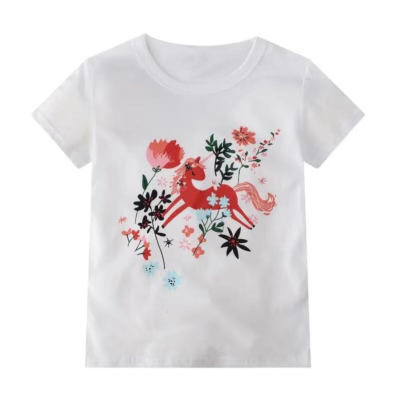 Girls Short Sleeve Shirts Toddler Summer Top Kids Cotton Clothes 2-7 Years4