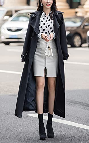 chouyatou Women's Fall Dressy Office Double Breasted Maxi Long Trench Coat Overcoat4