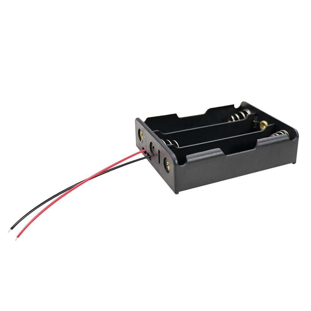 KBT 18650 Battery Case Holder, 3-Slot DIY 12V Battery Storage Box with Cable and DC5521 Connector