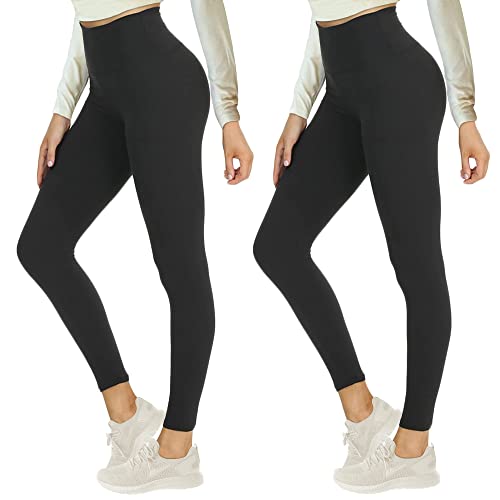 Campsnail Legging pour femme avec taille haute - Collant de sport, pantalon de yoga, pantalon de course, pantalon de yoga, pantalon de yoga, pantalon pour femme, Lot de 2 - Noir., 36 FR/42 FR Cover