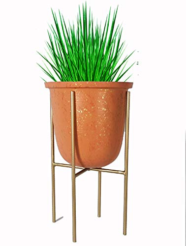 MORii® Set of Metal Pot Planter with Gold Stand | Indoor Outdoor Planters | Plants Balcony Gardening Pots| Flower Plant Garden Large| Home Living Room | Decor Gifts| Tall Planter Entryway|