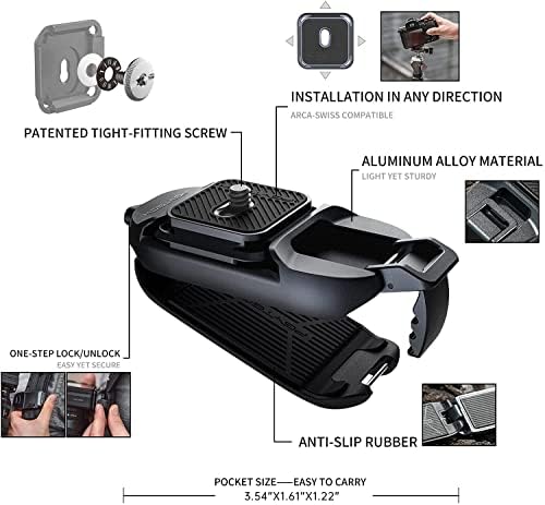 PGYTECH Beetle Camera Clip with Plate Quick Release System for Sony, Nikon, Fuji, DSLR Action Camera Backpack Cameras Strap Mount (for Camera)