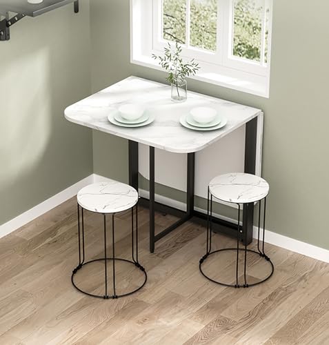 Folding Dining Table Set, Dining Room Table,Drop Leaf Extendable Versatile Table Space Saving,Kitchen, Dining Room Table (Black 4 stools) 2 Folding Dining Table Set, Dining Room Table,Drop Leaf Extendable Versatile Table Space Saving,Kitchen, Dining Room Table (Black 4 stools) - Image 2