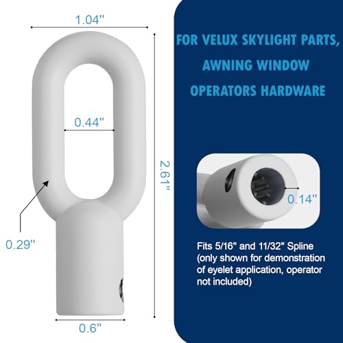 GGTE Skylight Eyelet Adapte for Velux Skylight and Awning Window Operators, Skylight Parts, White by GGTE - Image 2