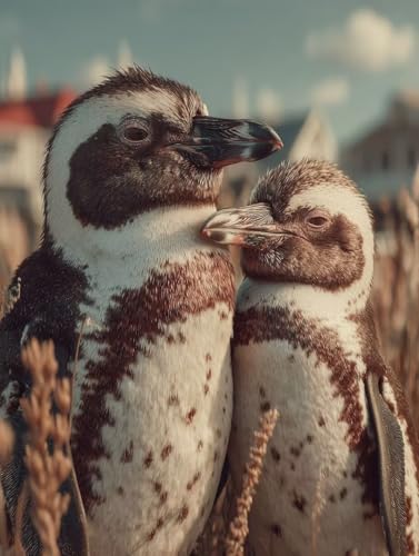 数字油絵キット ペンギン 数字で塗り絵 動物 完全手書き 絵画 Paint by Numbers DIY 塗り絵 大人用 初心者向け 子供の 手塗り 簡単 ペイントバイナンバー アクリル レトロ クリエイティブアート ハンドメイドクラフト 寝室の飾りに最高