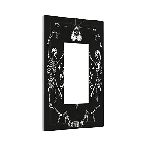 Black Witchy Ouija Goth Gothic Skeleton Skull 1-Gang Decora Gfci Device Decora Wallplate Single Receptacle Decorator Outlet Light Switch Cover Dimmer Horror Spooky Halloween Faceplate Decoration #TOP23