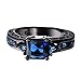 JunXin Princess Trillion &Radiant Cut Sapphire Blue Birthstone Black Gold Ring Size5/6/7/8/9/10/11(9)