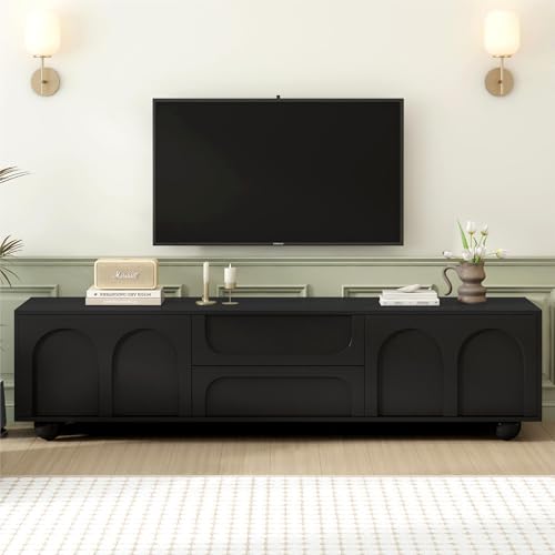 SOFTSEA Modern TV Stand for 75"+ TV, Cream Style TV