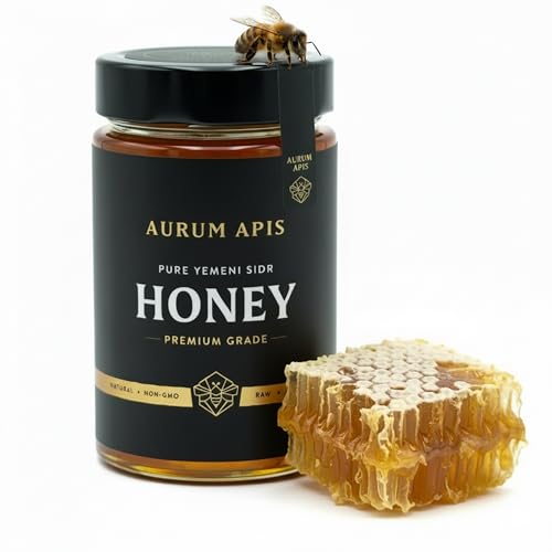 Image of Aurum Apis Raw Yemeni Sidr Honey - 100% Pure, Unfiltered & Unprocessed, Certified Organic, Non-GMO, Hand Harvested Honey from Sidr Tree Blossoms, 17.6 oz (500g)