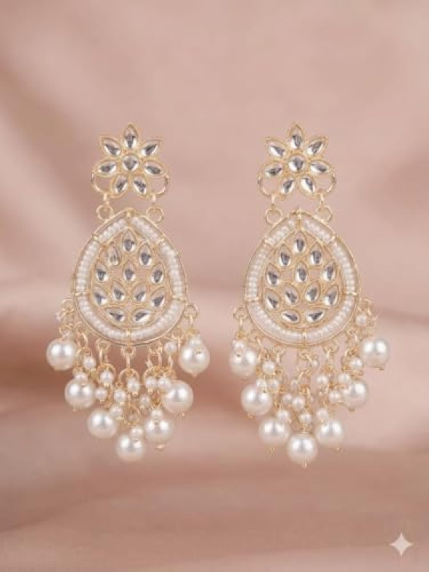 Women's Plated Kundan Earrings, Ethnic Style