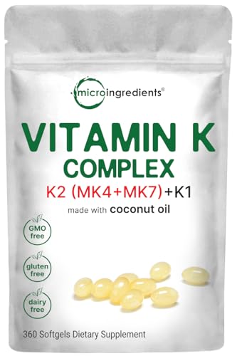 Micro Ingredients Super Vitamin K Complex (K2 MK7 + MK4 & K1), 36...