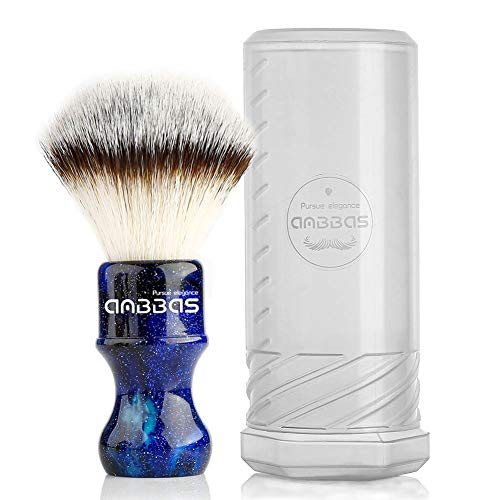 Brocha de afeitar sintética para el cuidado diario masculino con mango largo azul