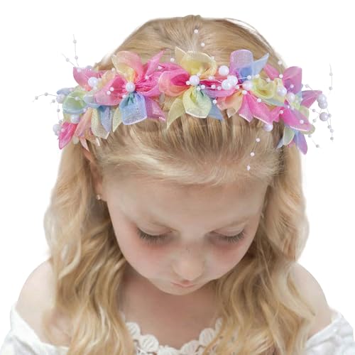 OAOLEER Flower Girl Headpiece, Pink Wedding Head Piece Flower Girls Crown