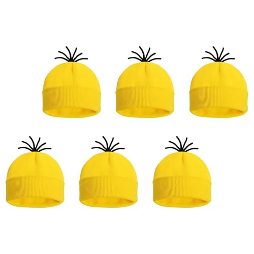 BLNGET Gorro de punto amarillo transpirable, 6 unidades, elástico, para juegos de rol, eventos familiares, cálido, para festivales, eventos, elástico, sin ala para adultos y niños