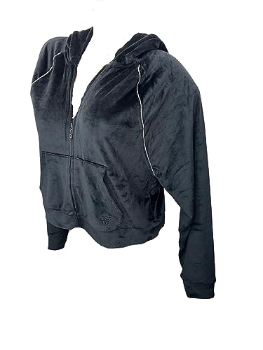 Victoria's Secret Velour Full-Zip Rhinestone Embellishments Hoodie