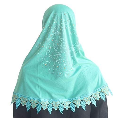 Muslim Islamic Scarf Hijab for Women Girls Rhinestone Scarves With Embroidery Lacework3