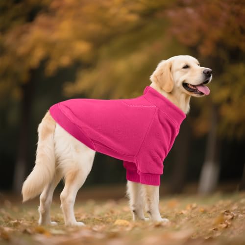Image of BRKURLEG Dog Sweater, Warm Fleece Dog Winter Coat, Rose Red, XXXL