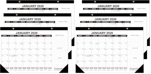Image of GuassLee Desk Calendar 2026, 6 Packs, 18 Months Calendar 17 inch x 11.5 inch Desk Calendar from Jan. 2026 to Jun. 2027 with Julian Date, To-do List, Notes, Monthly Goals, for Home School Office