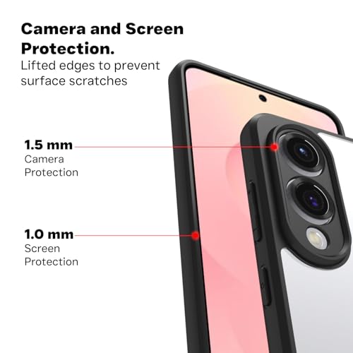 Image of RIGGEAR Shockproof Sleek Hybrid Armor Back Cover Case for Samsung Galaxy S25 Edge (Clear PC with Black TPU Bumper)