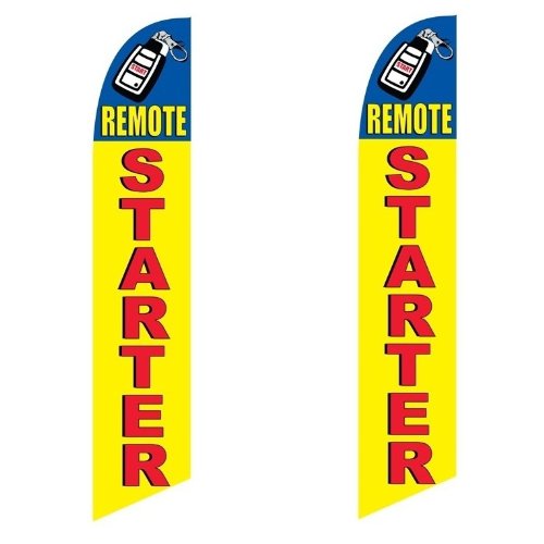 2 (two) Pack Tall Swooper Flags Remote Car Starter Red Yellow Keyless