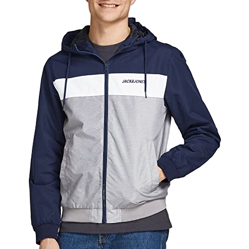 JACK & JONES Herren Jjerush Blokerende Hood Bomber Jacke, Navy , XXL EU