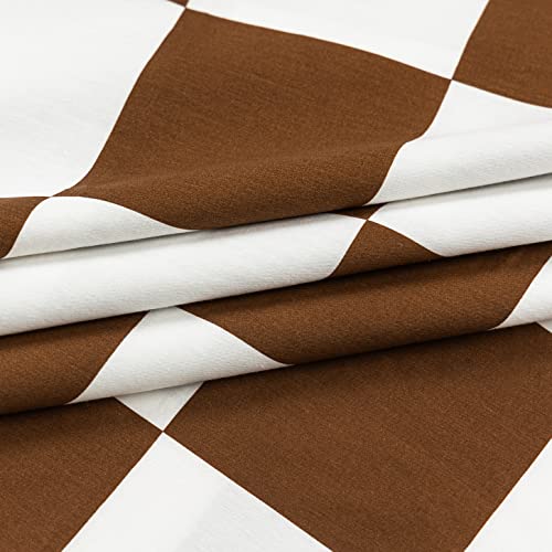 Yuheguoji Checkered Duvet Cover Queen Size 100% Cotton Brown Gingham Duvet Cover 3 Pcs Set 1 Geometric Grid Duvet Cover With Zipper Ties Modern Farmhouse White Buffalo Plaid Bedding Set Luxury Soft #TOP4