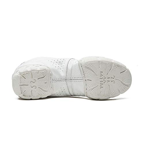 Skazz by Sansha Women's Dance Studio Exercise Sneakers Leather TPR Split-Sole Boomerang (US 10.5 / Skazz 11 M), White2