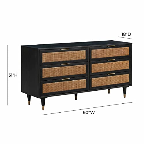 Tov Furniture Sierra 31" H 6-Drawer Modern Wood Dresser In Noir Black #TOP5