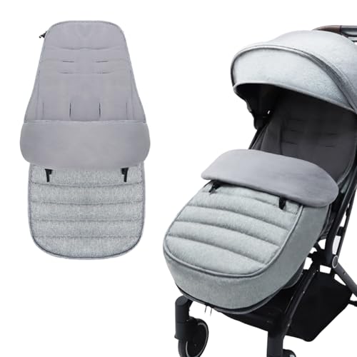Geoyien saco carro bebe invierno, saco capazo invierno, saco silla paseo, Funda de pies de invierno para niños 80cm, asiento deportivo para cochecitos de bebé (negro) (gris 2)
