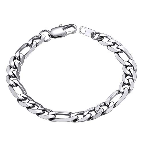 Stainless Steel Figaro Bracelets Dad Gifts 9Mm 7.5/'' Men And Women Bracelets Chain Wrist Bracelets'' } #TOP8