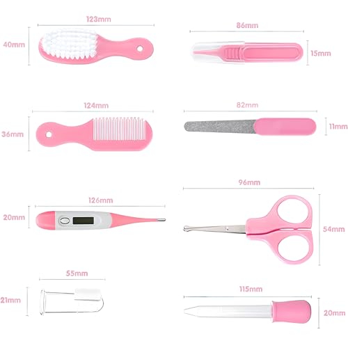 baby grooming kit infant safety care set with hair brush comb nail clipper nasal aspiratorbaby essentials kit for newborn girls boys pink baby grooming kit