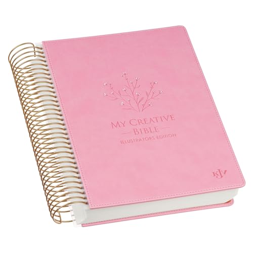 KJV Bible, My Creative Bible Illustrators Edition, Spiral-Bound, Wide Margins for Journaling, Pink Faux Leather Hardcover