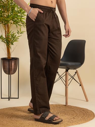 Image of Men's Premium Linen Pants | Lightweight Breathable Fabric | Elastic Waist with Drawstring | Straight Fit | Side Pockets | Perfect for Casual, Holidays & Travel