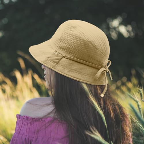 Image of SANNIDHI Sun Hats for Women Bucket Hat for Women, Wide Brim Summer UV Protection Beach Hat, Outdoor Casual Womens Hats with Chin Strap, Fashion Ladies