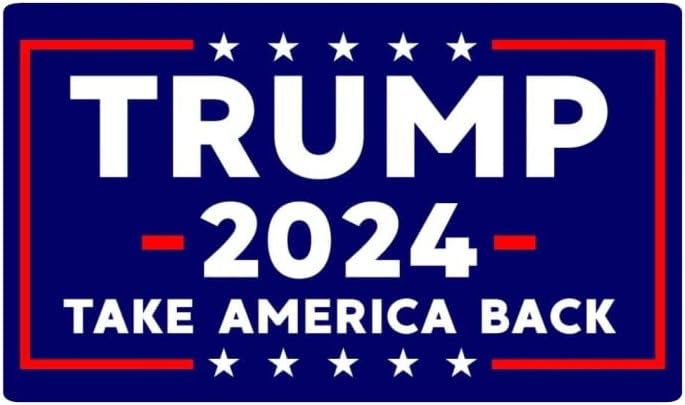 Trump 2024 Take America Back calcomanía de 5 x 3 pulgadas resistente al agua UV parachoques para ventana pared laptop monopatín vaso de regalo baúl