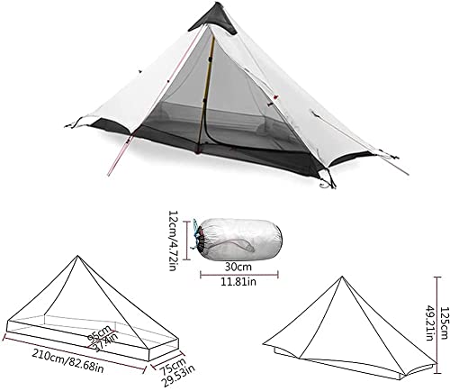 Tente de camping imperméable double couche ultra légère forme pyramide grise - 5